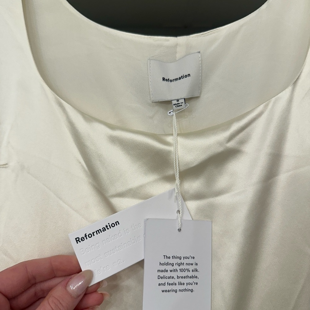 NWT Reformation Zaire Silk Bridal Ivory Dress - sz 8 - Picture 2 of 7